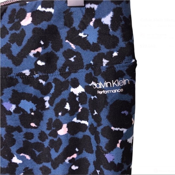 Calvin Klein Women’s Performance Leggings Cropped Blue Animal Print Size XL - Picture 6 of 7